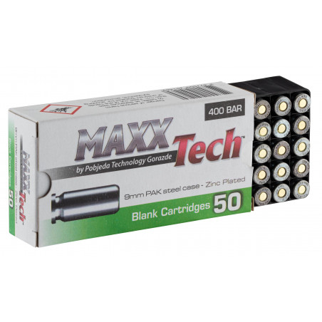 Boîte de 50 cartouches Cal. 9mm Pak à blanc