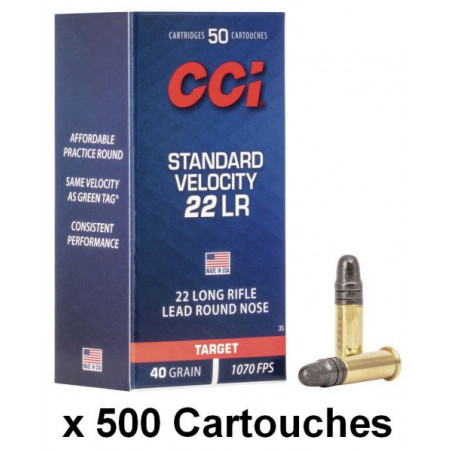 CCI - 500 cartouches 22LR Standard Velocity 40 Grains