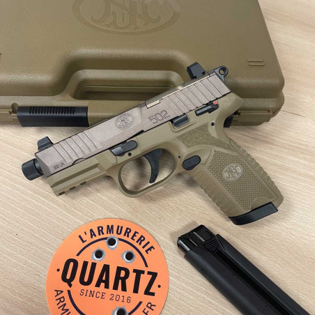 OCCASION VENDUE - Pistolet FN 502 Tactical cal. 22LR FDE fileté 1/2-28TPI