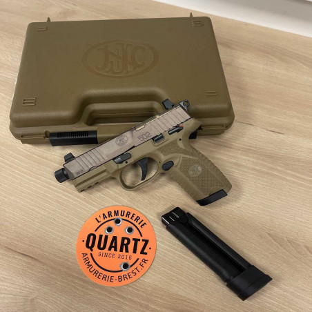 OCCASION VENDUE - Pistolet FN 502 Tactical cal. 22LR FDE fileté 1/2-28TPI