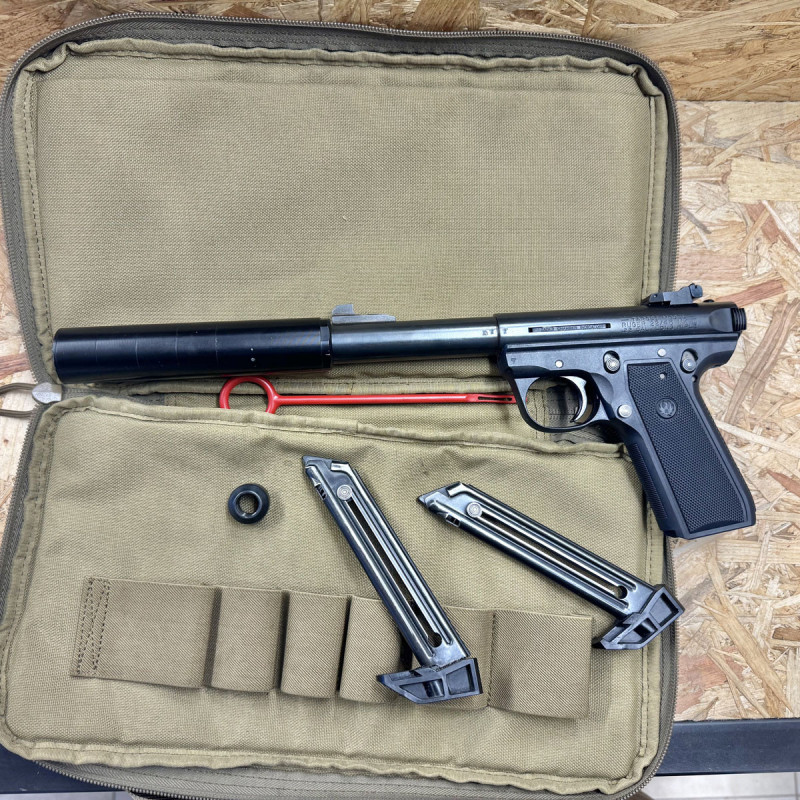OCCASION VENDUE - Pistolet cal. 22LR RUGER 22/45 TARGET MKIII Fileté + Silencieux A-TEC + 2 Chargeurs