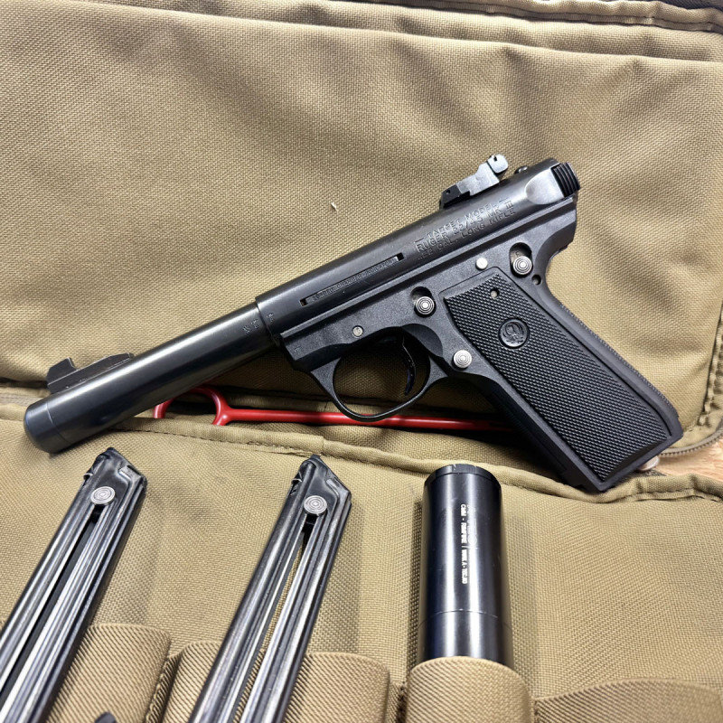 OCCASION VENDUE - Pistolet cal. 22LR RUGER 22/45 TARGET MKIII Fileté + Silencieux A-TEC + 2 Chargeurs