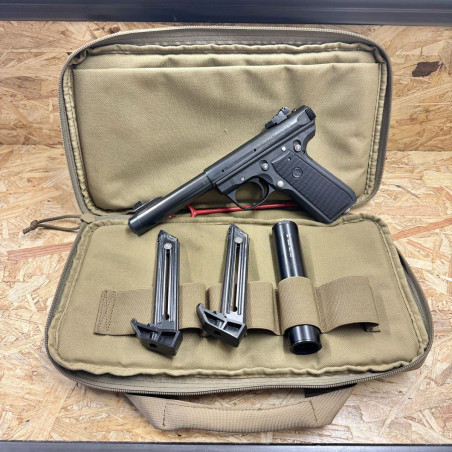 OCCASION VENDUE - Pistolet cal. 22LR RUGER 22/45 TARGET MKIII Fileté + Silencieux A-TEC + 2 Chargeurs