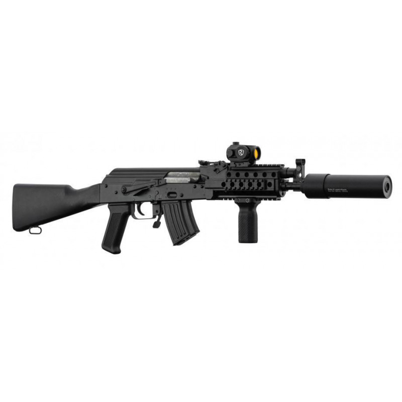 WBP AKM Canon Court MINI JACK Cal. 7,62x39mm avec Silencieux + Frein de bouche ROTOR + Point Rouge RITON OPTICS