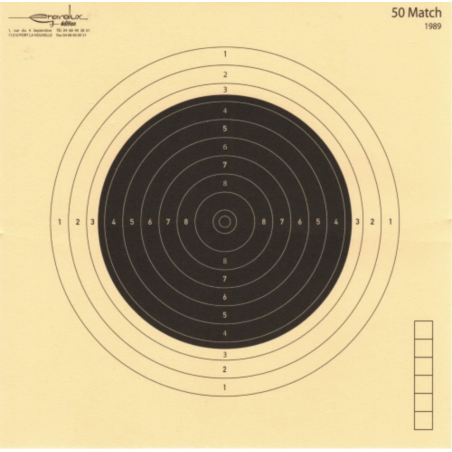 Cible Carabine Match 50m format 20 x 20 cm - Carton (x100)