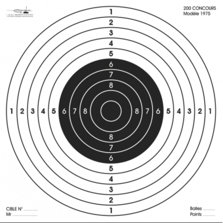 Cible Carabine 200 Concours C200 format 85 x 85 cm - carton (l'unité)