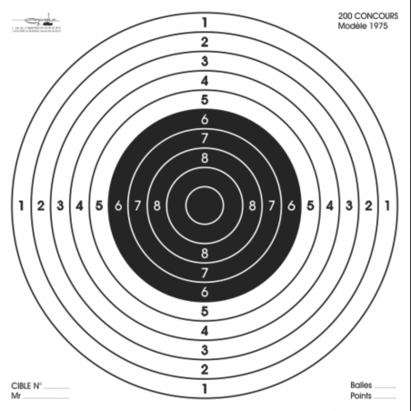 Cible Carabine 200 Concours C200 format 85 x 85 cm- carton (x100)