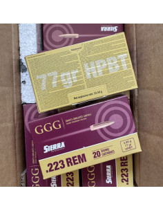 GGG - 200 Cartouches 223 Rem. 77 gr Sierra HPBT Matchking 2