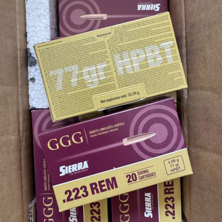 GGG - 200 Cartouches 223 Rem. 77 gr Sierra HPBT Matchking