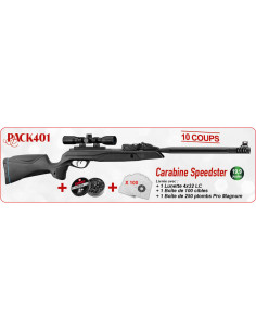 PACK NOËL - GAMO Carabine Speedster Cal. 4,5mm Plomb 19,9J + Lunette + Plombs + Cibles