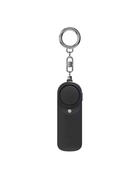 Alarme de Poche Personnelle Porte-clefs Anti Agression Vol Chien SOS Flash Led 130db - Noir
