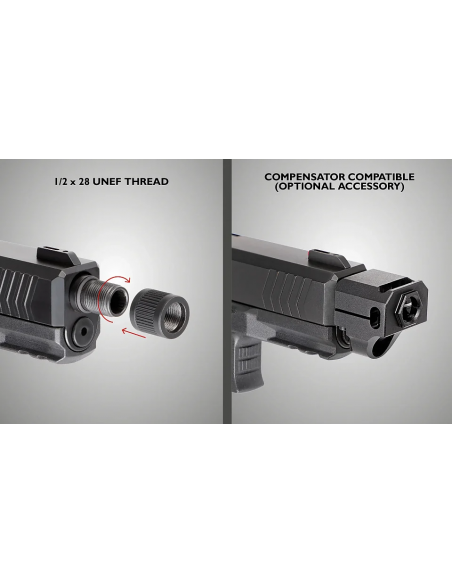 DERYA - Pistolet DY9 SR C101 OR Noir Fileté 1/2-28 TPI "Optics Ready" cal. 9x19mm