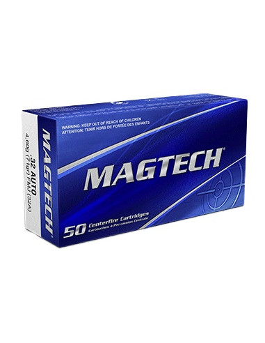 MAGTECH - Boite de 50 Cartouches 32 ACP 7,65mm Browning FMJ 71 Grains