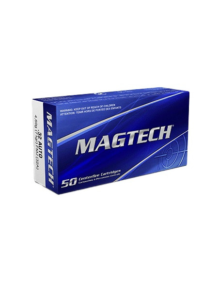 MAGTECH - Boite de 50 Cartouches 32 ACP 7,65mm Browning FMJ 71 Grains