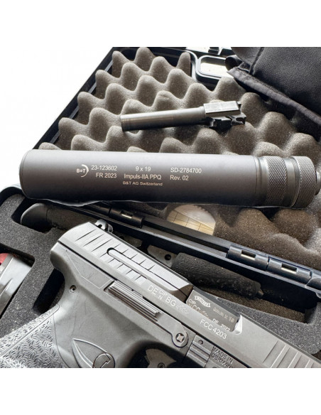 OCCASION - Pistolet WALTHER PPQ Cal. 9x19mm + Réducteur de son Brugger & Thomet Impuls IIA PPQ