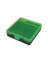 MTM - Boite à Couvercle pour 100 Cartouches Cal. 44 Rem. Mag. Vert/Noir