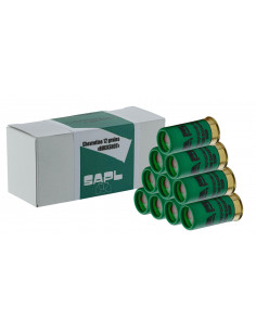 10 cartouches Gomm cogne chevrotine caoutchouc cal. 12/50