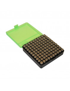 MTM - Boite à Couvercle pour 100 Cartouches Cal. 38 Special / 357 Magnum Vert/Noir 2