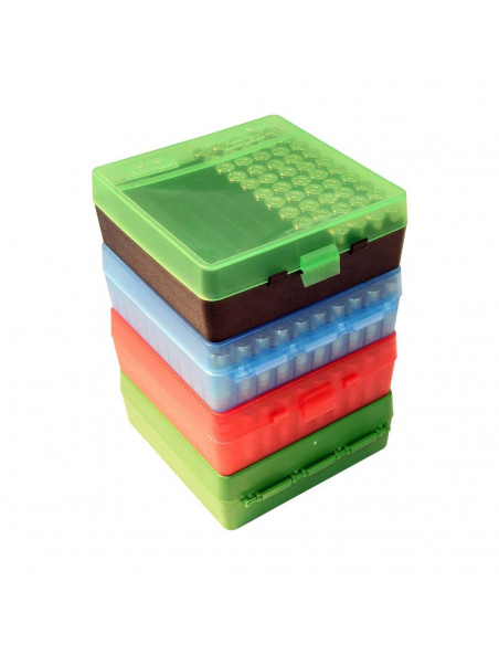 MTM - Boite à Couvercle pour 100 Cartouches Cal. 38 Special / 357 Magnum Vert/Noir