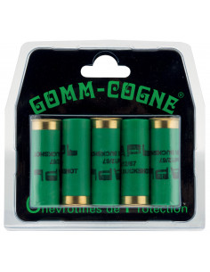 5 cartouches Gomm cogne chevrotine caoutchouc cal. 12/67