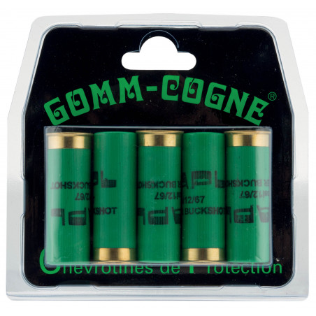 5 cartouches Gomm cogne chevrotine caoutchouc cal. 12/67