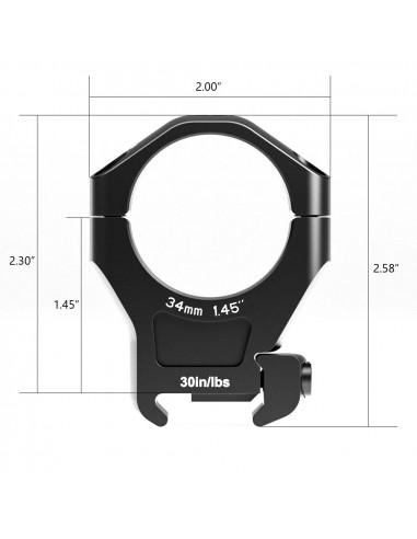 ARKEN OPTICS - Paire de Collier Halo Ti 34 mm HAUT Weaver/Picatinny