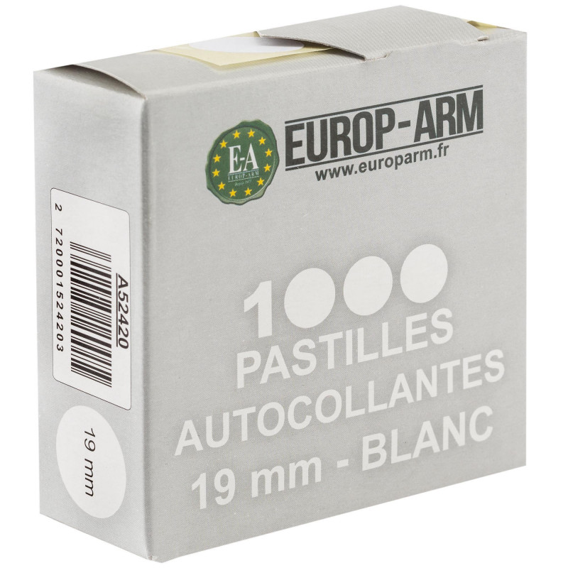 PASTILLES AUTOCOLLANTES BLANCHES DIAM. 19 MM
