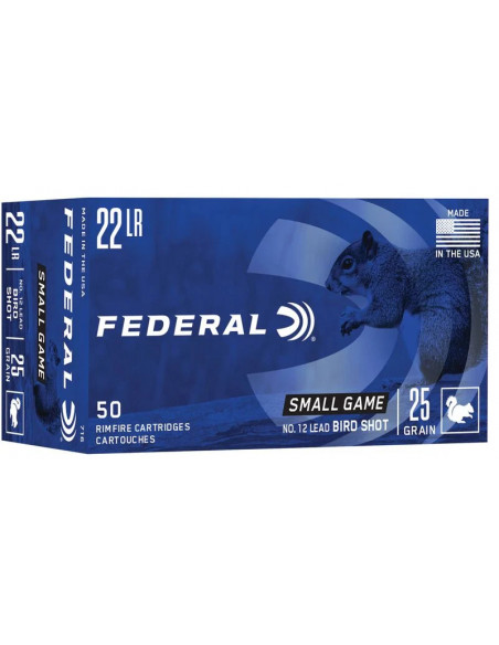FEDERAL - 50 Munitions Chasse "Grenaille" Cartouches 22LR Bird Shot 25 Grains 12 Plombs