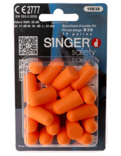 SINGER - Bouchon d'oreille PU Protection Auditive SNR : 38dB Norme EN 352-2:2020