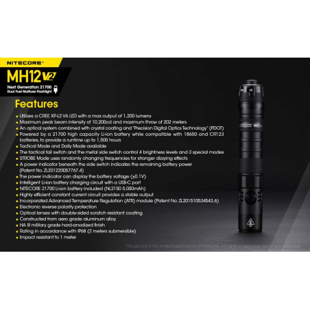 NITECORE - Lampe Multitask Hybrid 12 V2 1200Lm