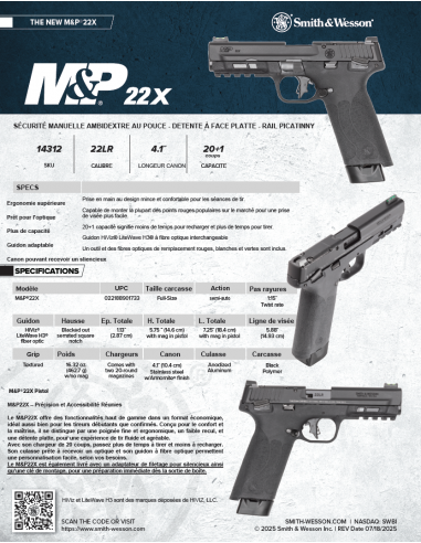 Smith & Wesson M&P22X .22 LR – 20+1 coups