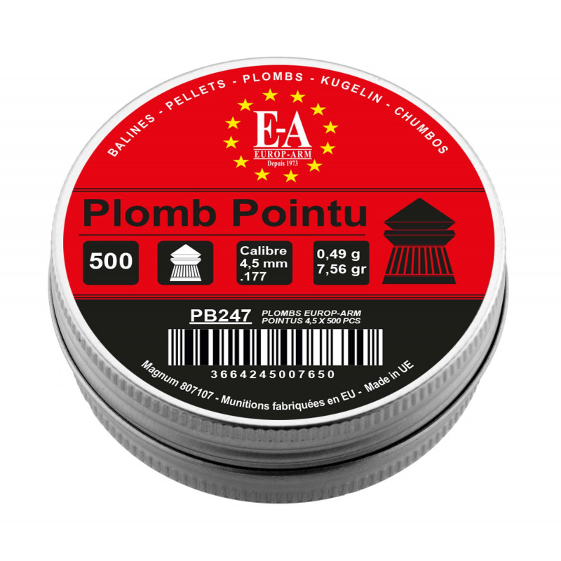 EUROP-ARM - 500 Plombs MATCH Tête Pointue Cal. 4,5mm